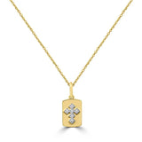 Brent Weatherall - 9ct Yellow Gold Diamond Tag Pendant On A 45cm Chain