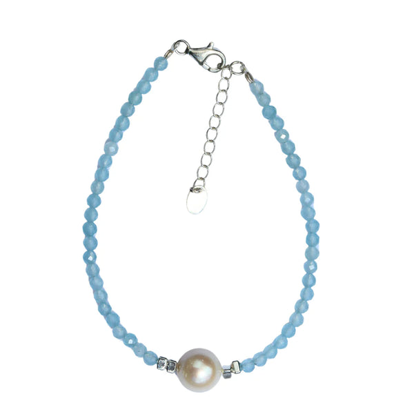 Fabuleux Vous - Silver Perle Aquamarine & Fresh Water Pearl Bracelet