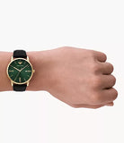 Emporio Armani - Three-Hand Date Green/Black Leather Watch