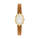 Emporio Armani - Mother of Pearl Dial Brown Leather Strap Watch