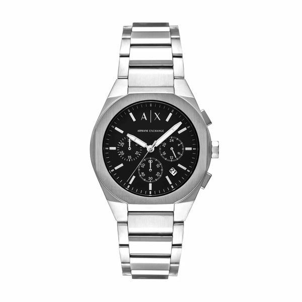 Armani Exchange - Sync Chronograph Watch Silver Strap Black Dial