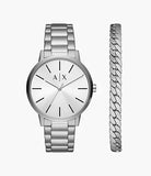 Armani Exchange - Three-Hand Stainless Steel Watch and Bracelet Gift Set