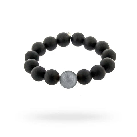 Diva - Onyx & Rhodium Plated Scratch Ball Bracelet