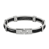Najo - Band of Strength Men’s Plaited Leather and Steel Bracelet