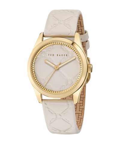 Ted Baker - Coolly Gold Cream Embossed Leather Watch