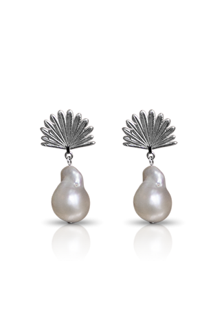 Boh Runga - Piwakawaka Pearl Drop Earrings Silver