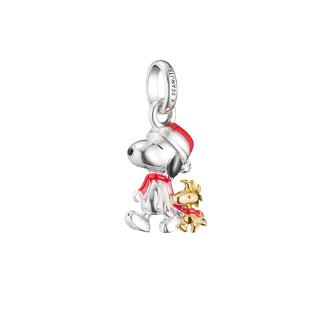 Thomas Sabo - 18k Gold Plated Charm Pendant Snoopy & Woodstock Santa Edition Peanuts Connect