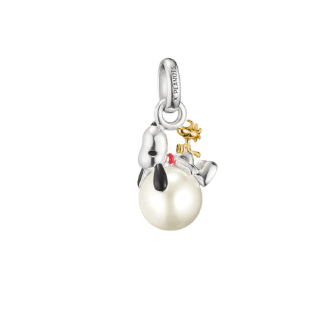 Thomas Sabo - 18k Gold Plated Charm Pendant with Pearl Snoopy & Woodstock Santa Edition Peanuts Connect