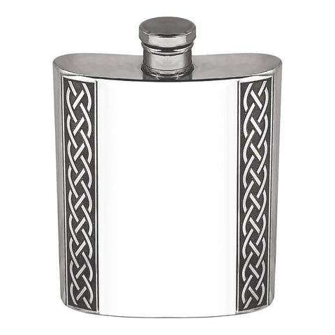 English Pewter Company - 6oz Pewter Hip Flask With Embossed Celtic Design