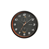 Rhythm - Wall Clock With Thermometer & Hydrometer Black & Orange