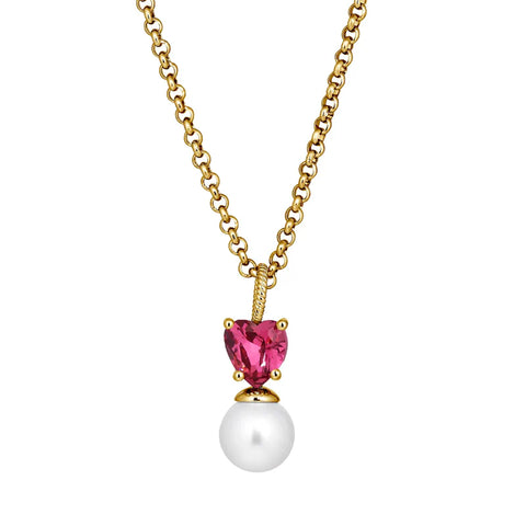 Dyrberg Kern - Colume Gold Necklace Rose & White Pearl