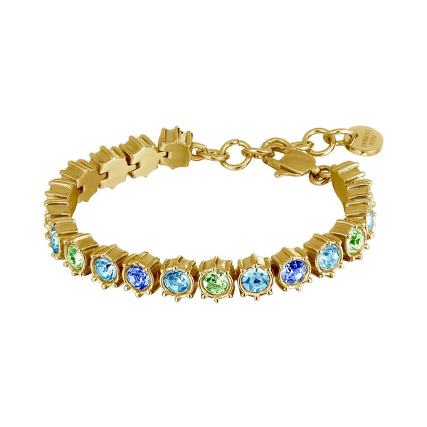 Dyrberg Kern - Courage Gold Tennis Bracelet, Aqua Mix