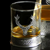 English Pewter Company - Regal Stag Rectangular Pewter Decanter Set with matching Tumblers