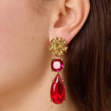Dyrberg Kern - Misia Floral Drop Earrings Gold & Red