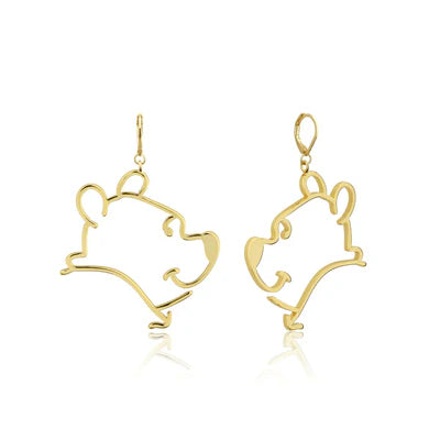 Disney Couture Kingdom - Yellow Gold Plated Winnie the Pooh Outline Drop Earrings