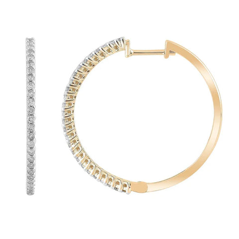 Brent Weatherall - 9ct Yellow Gold Diamond Set Hinged Hoop Earrings