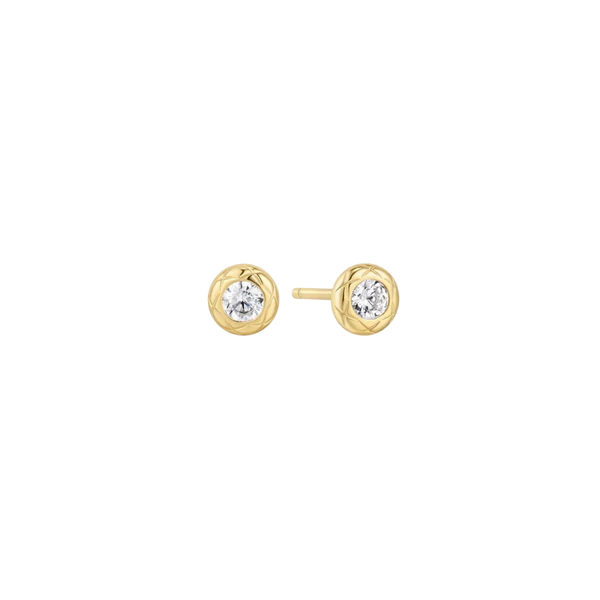 Ania Haie - Gold Textured Bezel-Set Studs