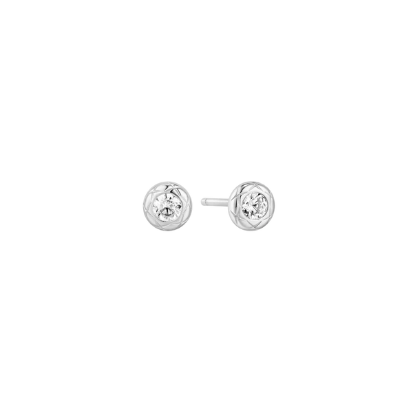 Ania Haie - Silver Textured Bezel-Set Studs