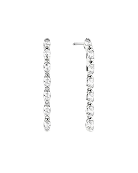 Ania Haie - Wanderer Silver CZ Oval Dangle Earrings