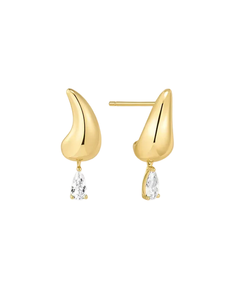 Ania Haie - Fluid Gold Curved CZ Teardrop Stud