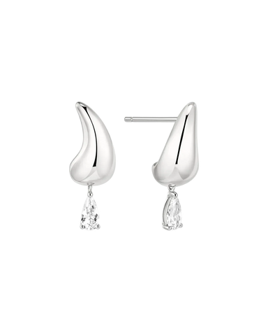 Ania Haie - Fluid Silver Curved CZ Teardrop Stud