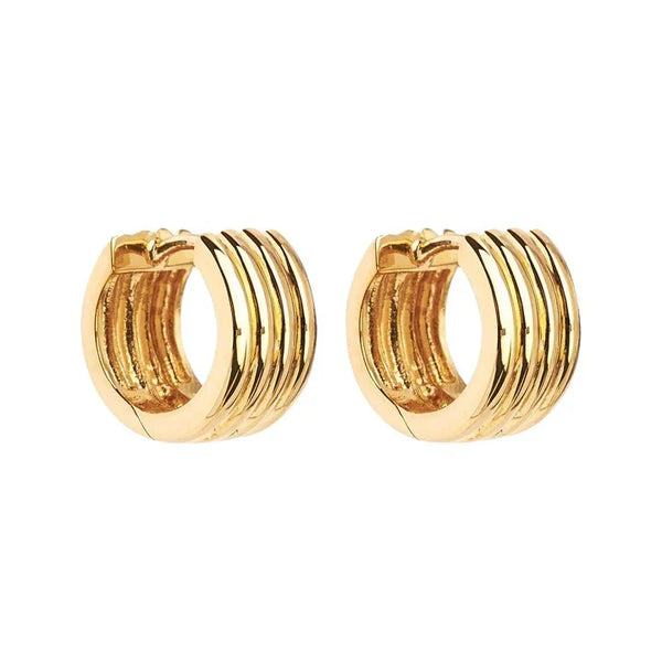 Najo - Ribbed Gold Huggie Earrings