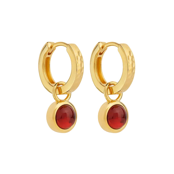 Najo - Solace Yellow Gold Garnet Huggie Earring
