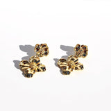 Queen Of The Foxes - Floral Drop Earrings Gold