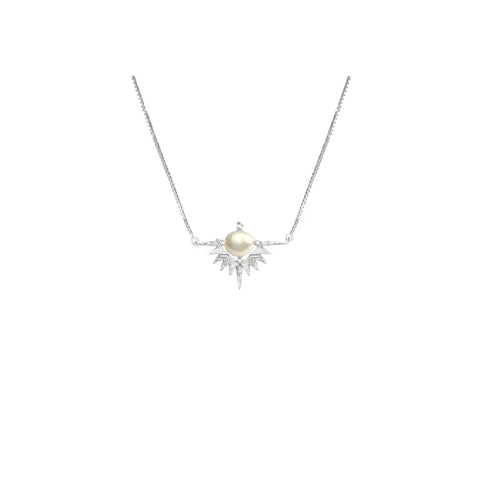 Lindi Kingi - Solar Embrace Necklace Silver & Pearl