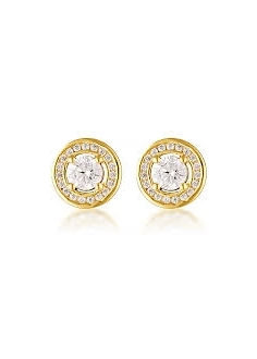 GEORGINI - MILESTONE CZ HALO GOLD STUD EARRINGS GOLD