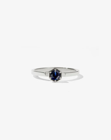 Meadowlark - Hexagon Solitaire Blue Sapphire Sterling Silver