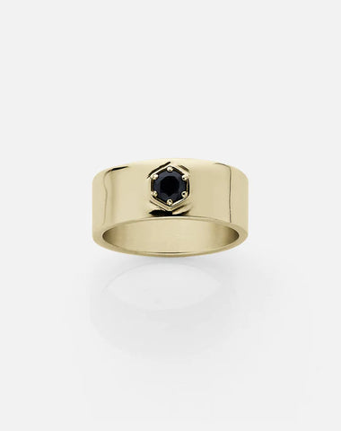 Meadowlark - Hex Stone Band 9ct Yellow Gold Midnight Sapphire