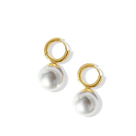 Fabuleux Vous - Steel Me Gold Round Pearl Earrings