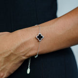 Georgini - Midnight Velvet Silver Black Agate Clover Bracelet