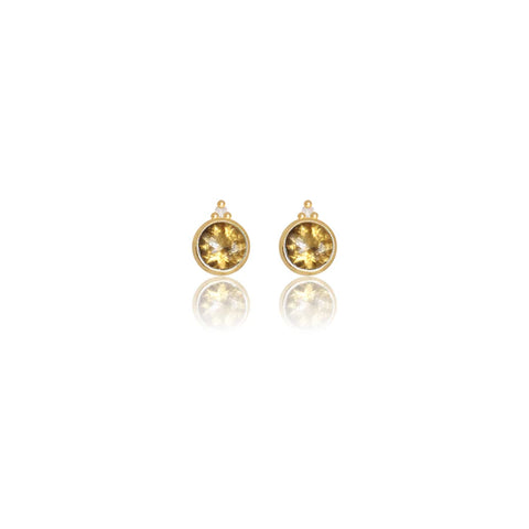 Diamonds by Georgini - Natural Citrine and Two Natural Diamond November Earrings Gold