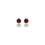 Diamonds by Georgini - Natural Garnet and Two Natural Diamond January Earrings Silver