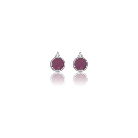 Diamonds by Georgini - Natural Ruby and Two Natural Diamond July Earrings Silver