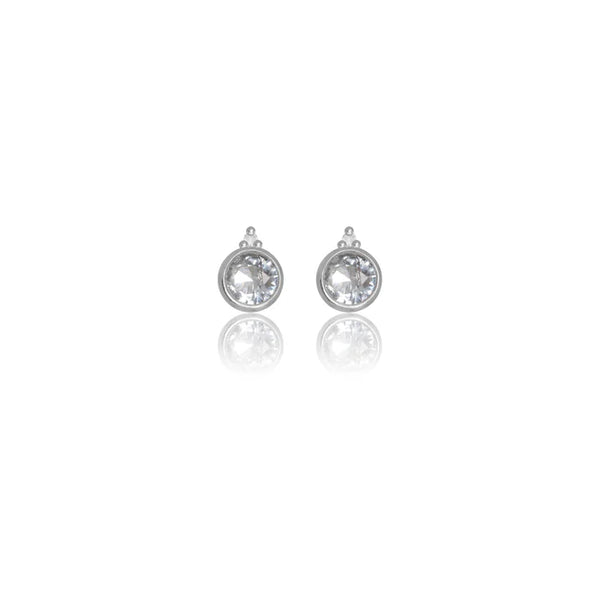 Diamonds by Georgini - Natural Aquamarine and Two Natural Diamond March Earrings Silver