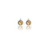 Diamonds by Georgini - Natural Citrine and Two Natural Diamond November Earrings Silver