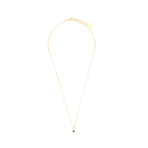 Diamonds by Georgini - Natural Green Agate and Diamond May Pendant Gold