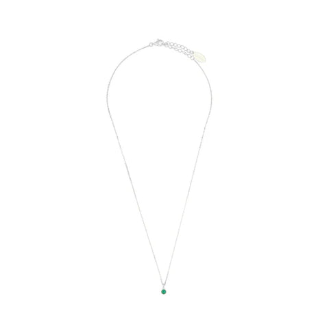 Diamonds by Georgini - Natural Green Agate and Diamond May Pendant Silver