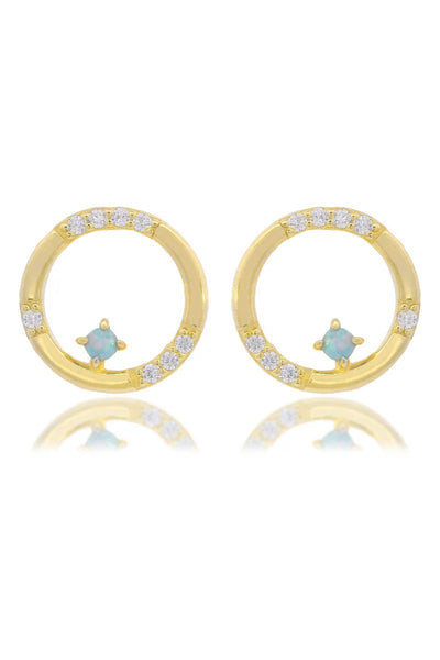 Georgini - Opal Glow Blue Created Opal Circle Earrings Gold