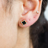 Georgini - Midnight Velvet Black Agate Fairwater Stud Earrings Gold