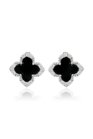Georgini - Velvet Black Agate Fairwater Stud Earrings SIlver