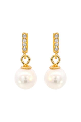 Georgini - Effortless Glow Bar Dangle Pearl Earrings Gold