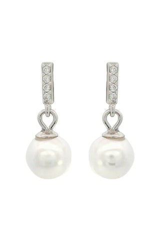 Georgini - Effortless Glow Bar Dangle Pearl Earrings SIlver