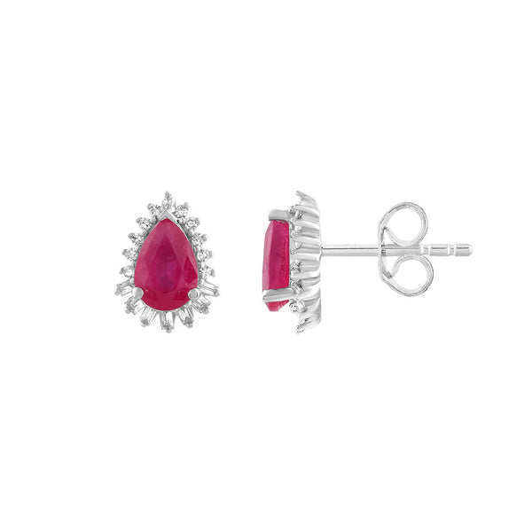 Brent Weatherall - Diamond & Ruby Pear Shaped Cluster Earrings