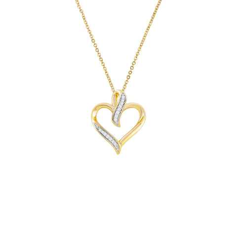Brent Weatherall - 9ct Yellow Gold Heart Shaped Diamond Set Pendant On A 45cm 9ct Gold Chain
