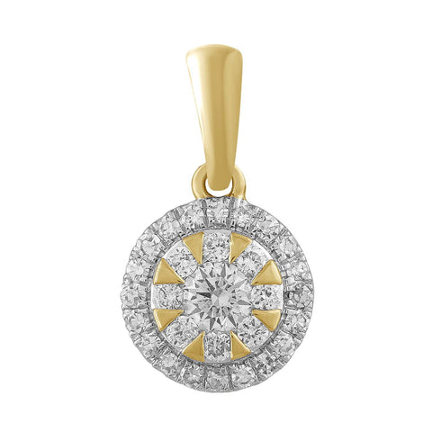 Brent Weatherall - 9ct Two Tone Round Shaped Diamond Set Cluster Pendant
