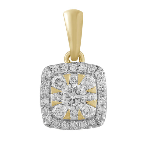 Brent Weatherall - 9ct Yellow Gold Diamond Set Cushion Cluster Pendant